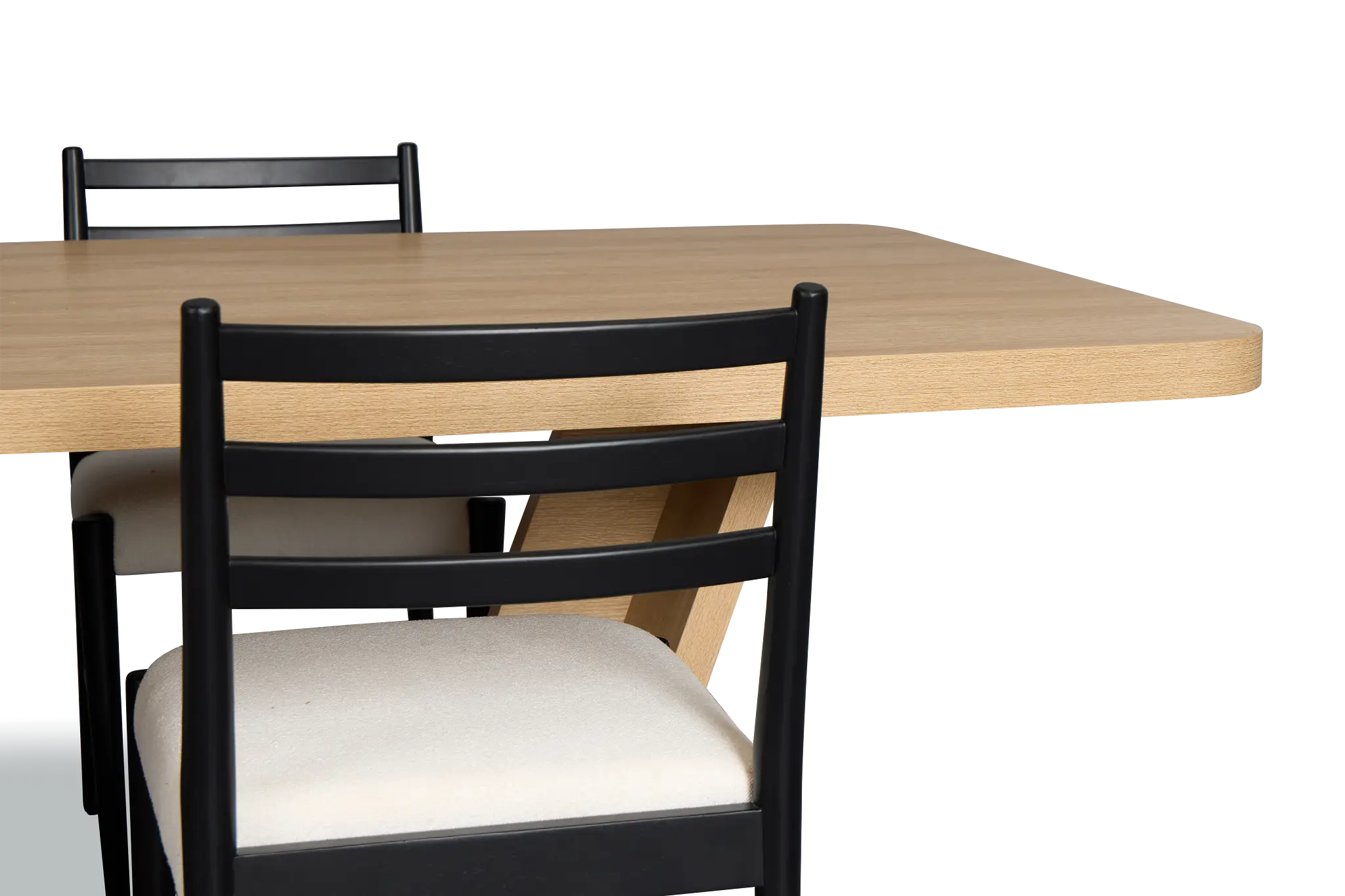 Lyndie Light Tone Rect Table With 4 Black Upholstered Side Chairs Lyndie Light Tone Rect Table With 4 Black Upholstered Side Chairs