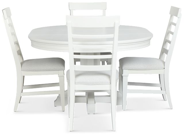 Cape Cod Ivory Round Table & 4 Upholstered Chairs