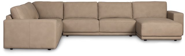 Kellan Taupe Leather Large Right Chaise Sectional