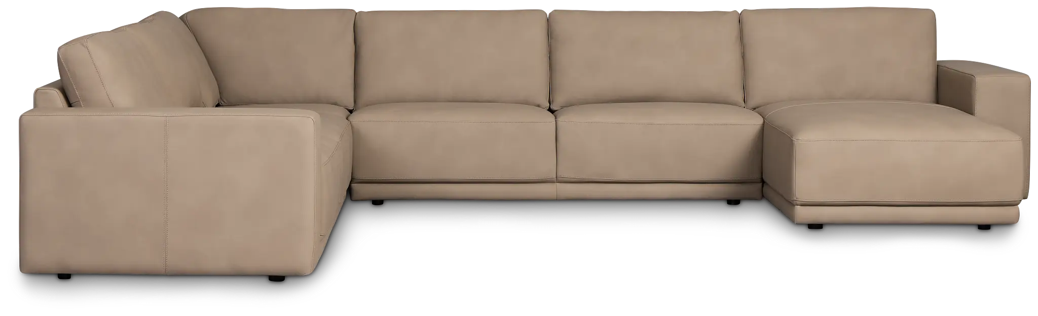 Kellan Taupe Leather Large Right Chaise Sectional Kellan Taupe Leather Large Right Chaise Sectional