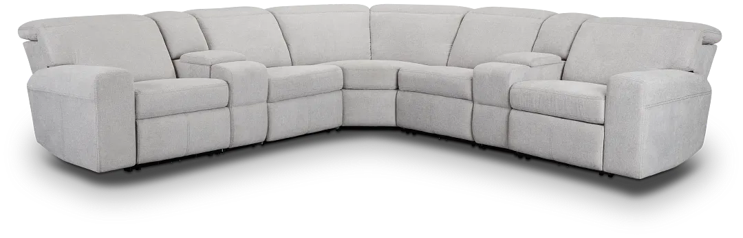 Callum Light Gray Fabric Large Triple Power Reclining Two-arm Sectional