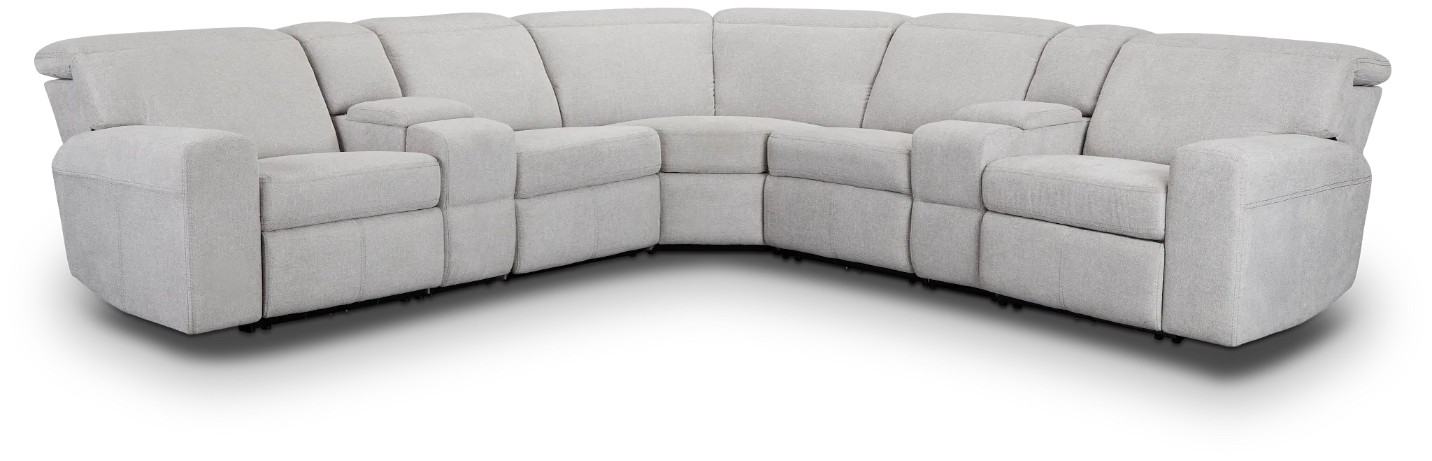 Callum Light Gray Fabric Large Triple Power Reclining Two-arm Sectional