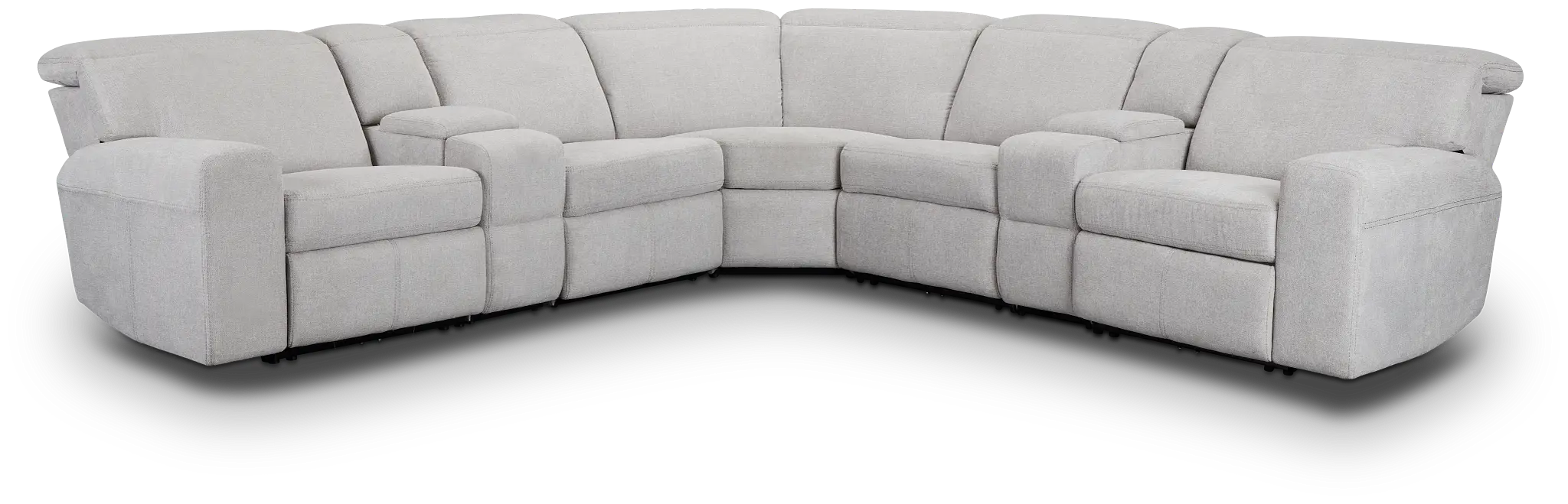 Callum Light Gray Fabric Large Triple Power Reclining Two-arm Sectional Callum Light Gray Fabric Large Triple Power Reclining Two-arm Sectional