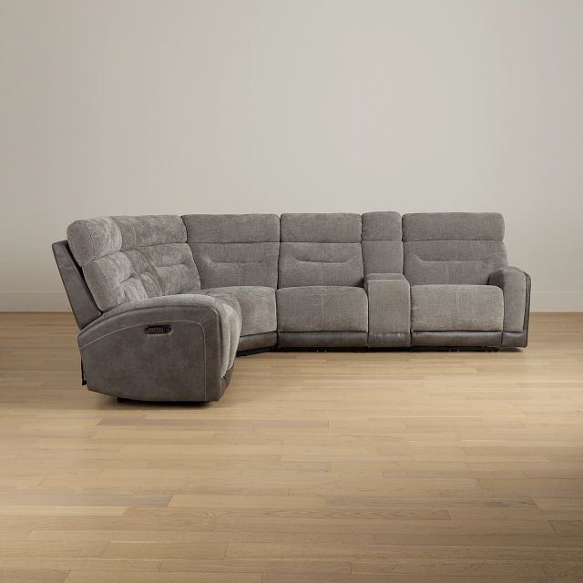 Travis Gray Fabric Medium Triple Power 2-arm Sectional