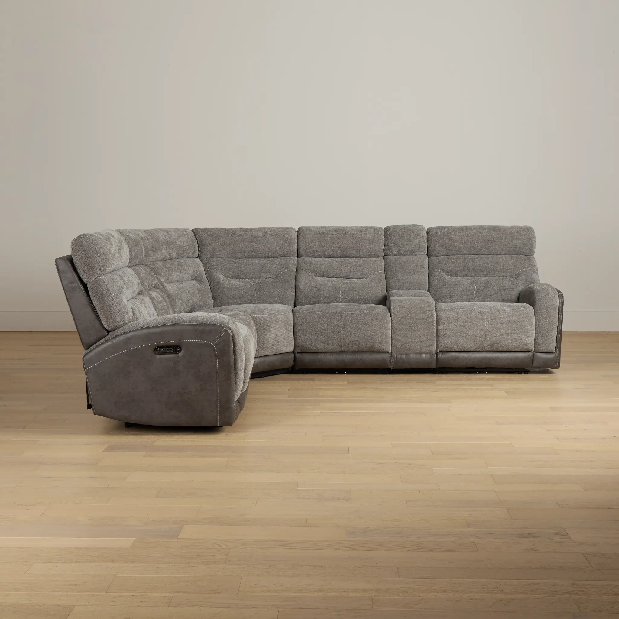 Travis Gray Fabric Medium Triple Power 2-arm Sectional Travis Gray Fabric Medium Triple Power 2-arm Sectional