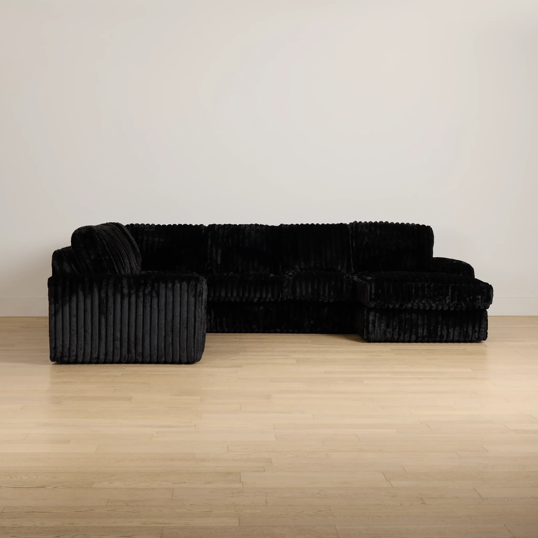Teddy Black Fabric Large Right Chaise Sectional