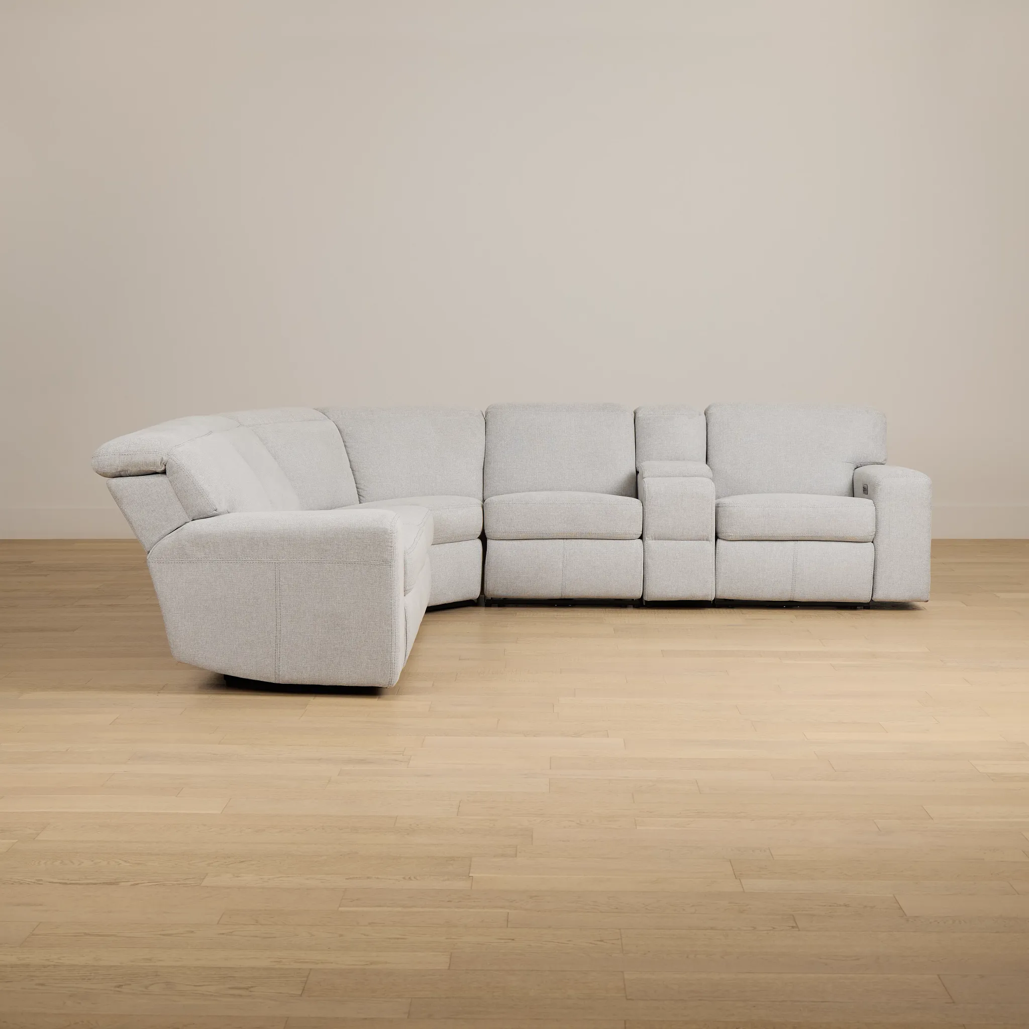 Callum Light Gray Fabric Medium Triple Power 2-arm Sectional