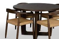 Santorini Dark Tone Round Table & 4 Upholstered Chairs