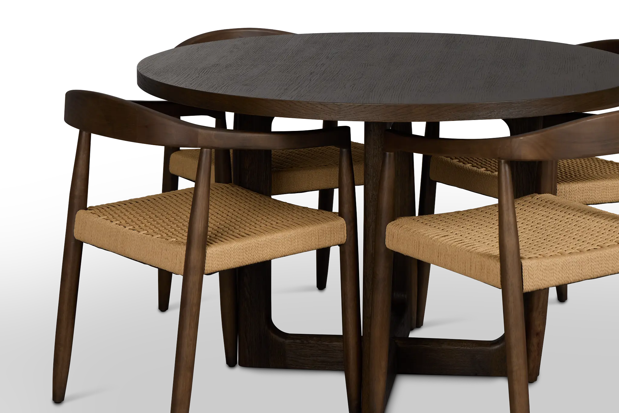 Santorini Dark Tone Round Table & 4 Upholstered Chairs Santorini Dark Tone Round Table & 4 Upholstered Chairs