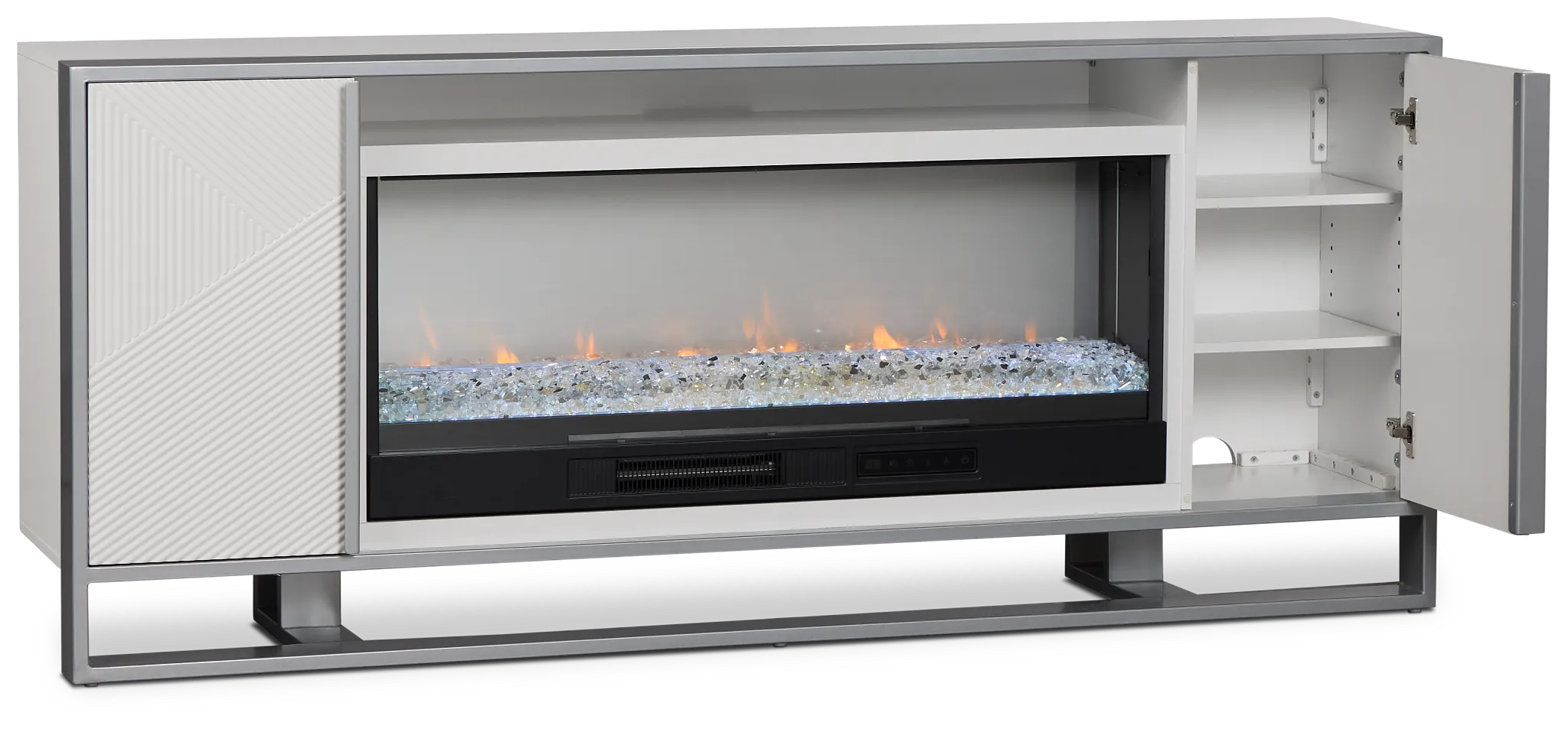 Stanley White 72" Tv Stand With Fireplace Insert