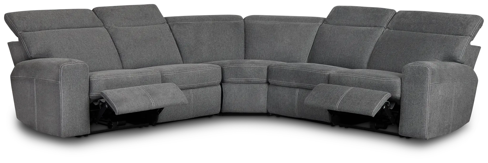 Callum Dark Gray Fabric Small Dual Power Reclining Two-arm Sectional Callum Dark Gray Fabric Small Dual Power Reclining Two-arm Sectional