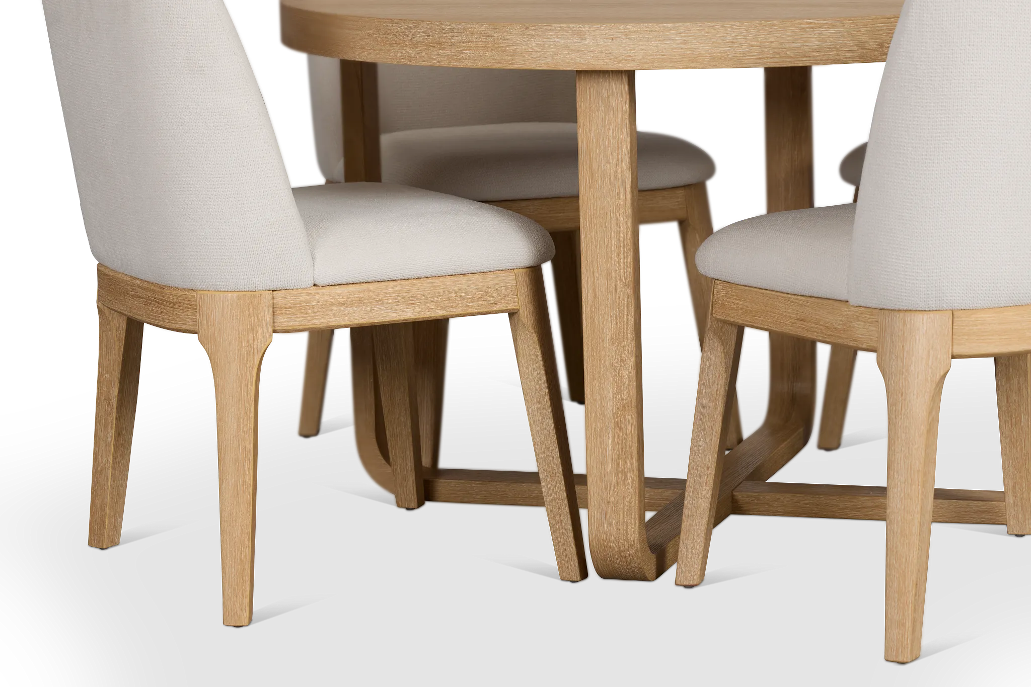 Lyndie Light Tone Round Table & 4 Upholstered Chairs