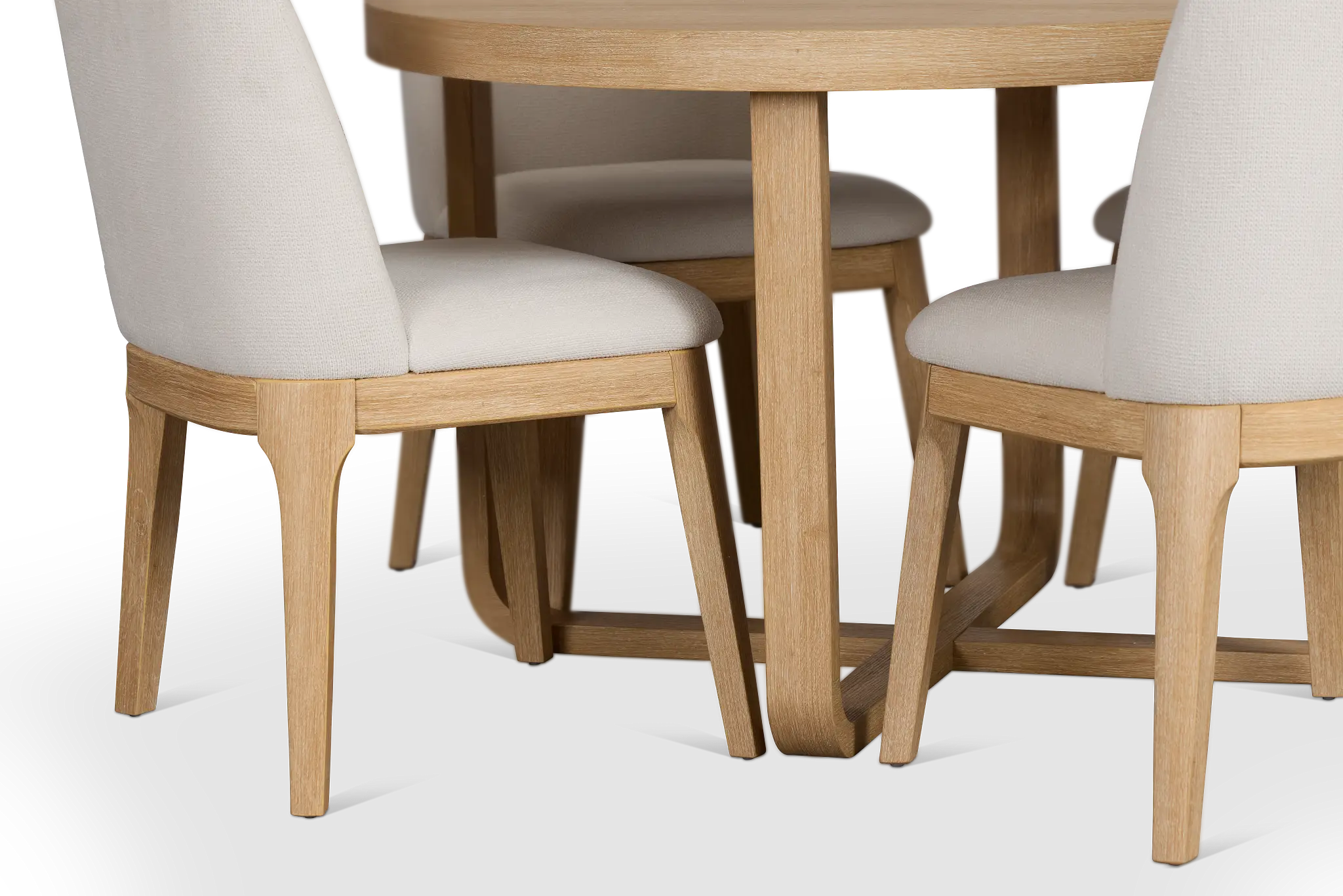 Lyndie Light Tone Round Table & 4 Upholstered Chairs Lyndie Light Tone Round Table & 4 Upholstered Chairs