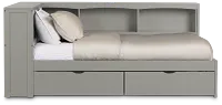 Charleston Gray Corner Bookcase Bed With 2 Storage Drawers
