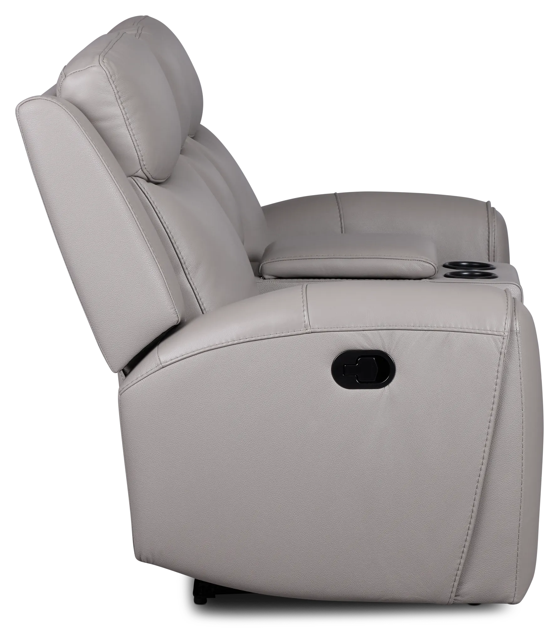 Walker Light Gray Lthr/vinyl Reclining Console Loveseat