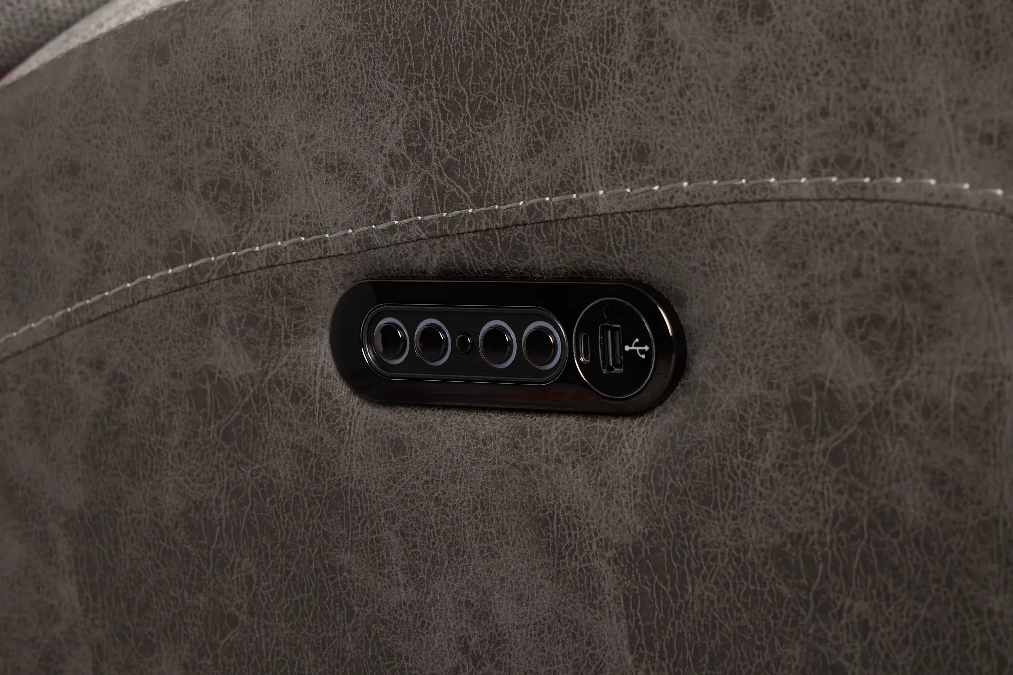 Travis Gray Fabric Small Two-arm Power Reclining Sectional