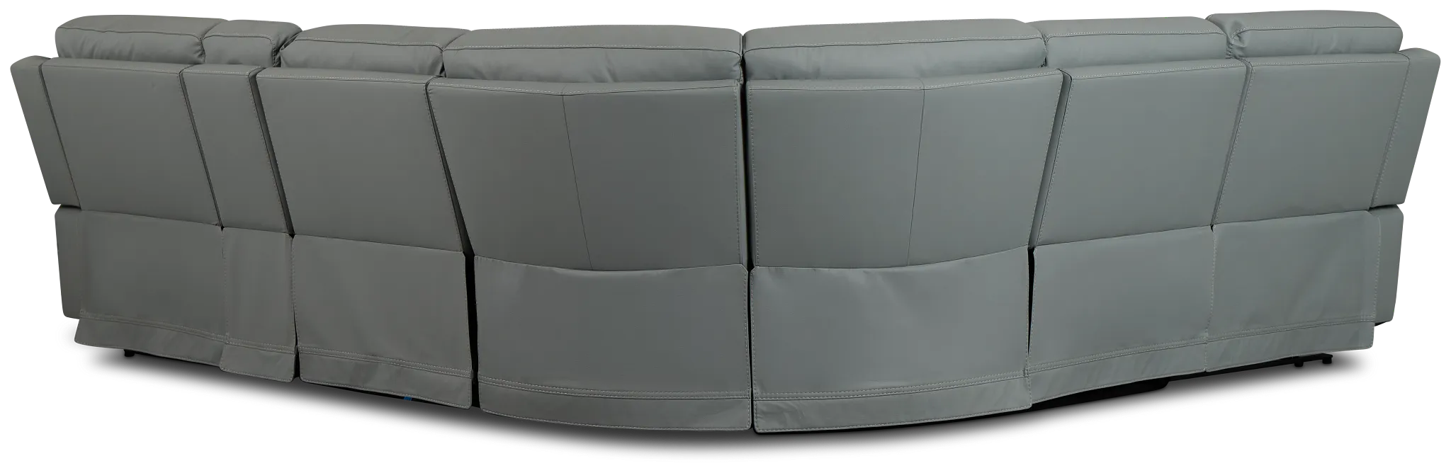 Flexsteel Sterling Blue Lthr/vinyl Medium Triple Power 2-arm Sectional