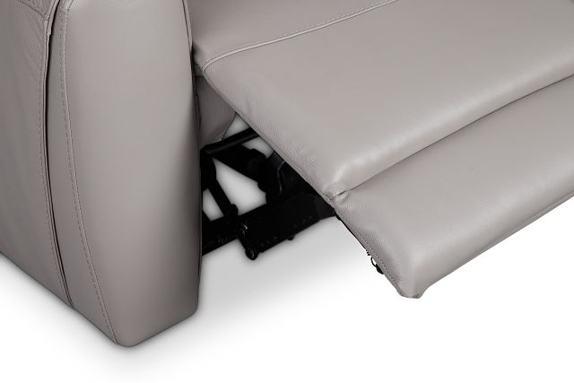 Walker Light Gray Lthr/vinyl Power Reclining Sofa W/ Power Headrest