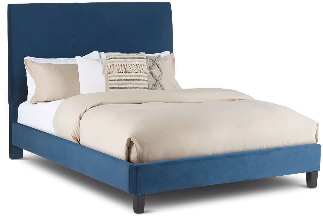Lucy Dark Blue Uph Platform Bed