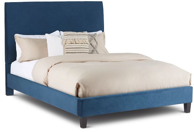 Lucy Dark Blue Uph Platform Bed