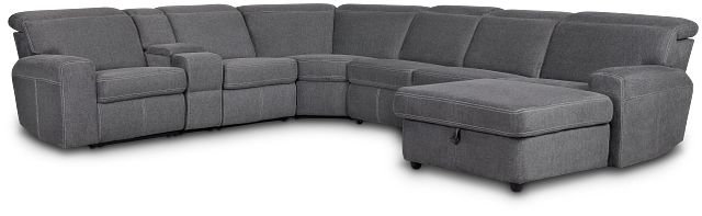 Callum Dark Gray Fabric Medium Right Reclining Chaise Sleeper Sectional