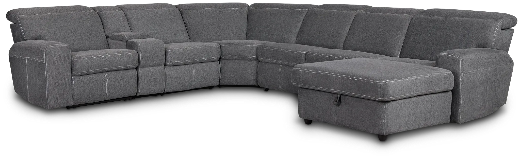 Callum Dark Gray Storage Medium Right Reclining Chaise Sleeper Sectional