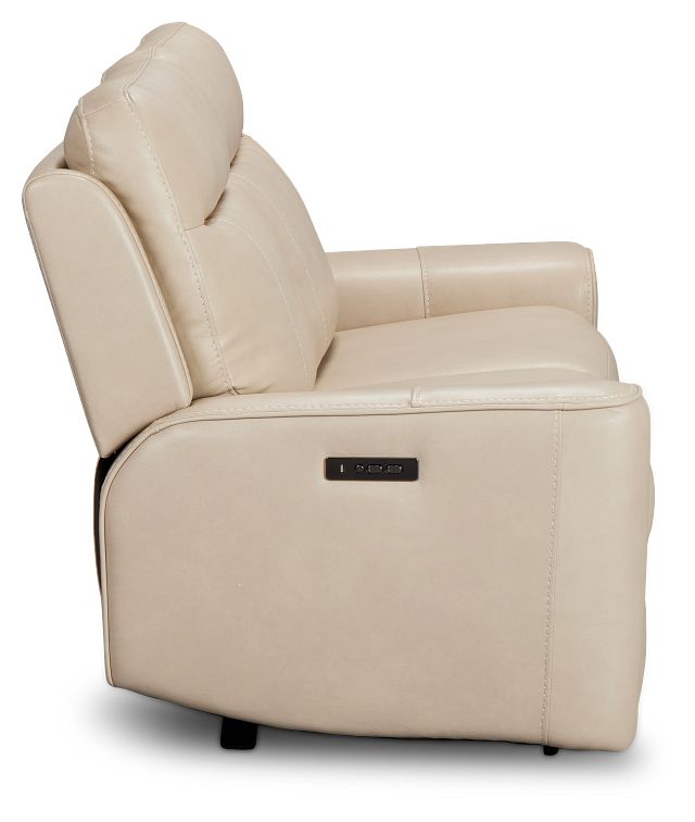 Benji Light Beige Lthr/vinyl Power Reclining Sofa