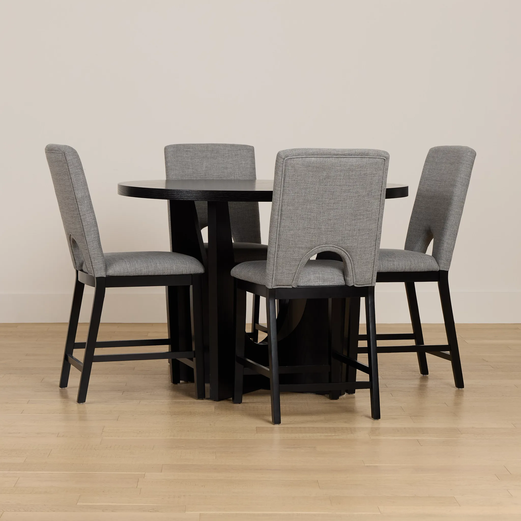 Oxford Black High Table & 4 Upholstered Barstools