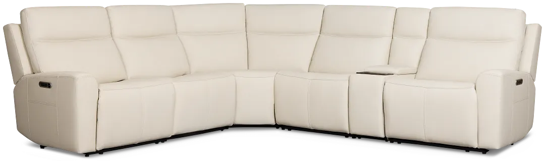 Flexsteel Sterling Ivory Lthr/vinyl Medium Triple Power 2-arm Sectional
