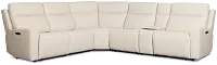 Flexsteel Sterling Ivory Lthr/vinyl Medium Triple Power 2-arm Sectional