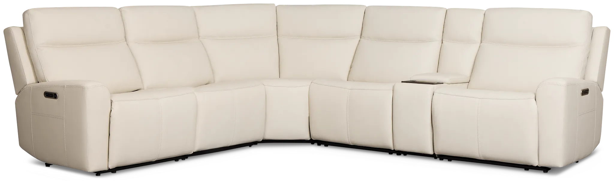 Flexsteel Sterling Ivory Lthr/vinyl Medium Triple Power 2-arm Sectional