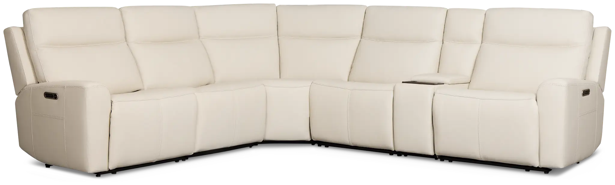 Flexsteel Sterling Ivory Lthr/vinyl Medium Triple Power 2-arm Sectional Flexsteel Sterling Ivory Lthr/vinyl Medium Triple Power 2-arm Sectional