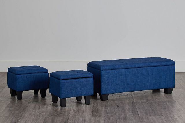 Ethan Blue Set Of 3 Bench