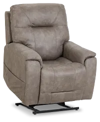 Akron Taupe Micro Power Lift Recliner With Power Lumbar