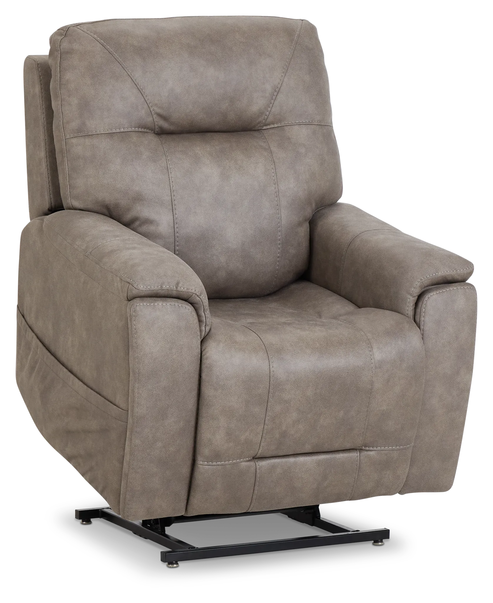 Akron Taupe Micro Power Lift Recliner With Power Lumbar