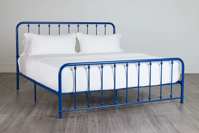 Rory Blue Metal Panel Bed