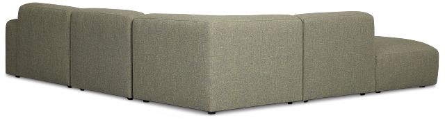 Baylor Green Fabric 5-piece Left Facing Bumper Sectional