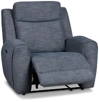 Walker Blue Fabric Power Recliner With Power Headrest