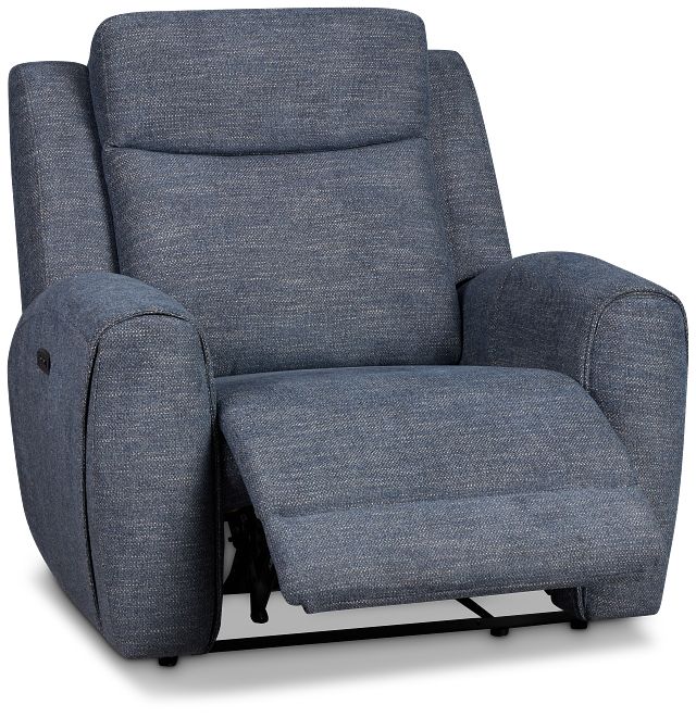Walker Blue Fabric Power Recliner With Power Headrest