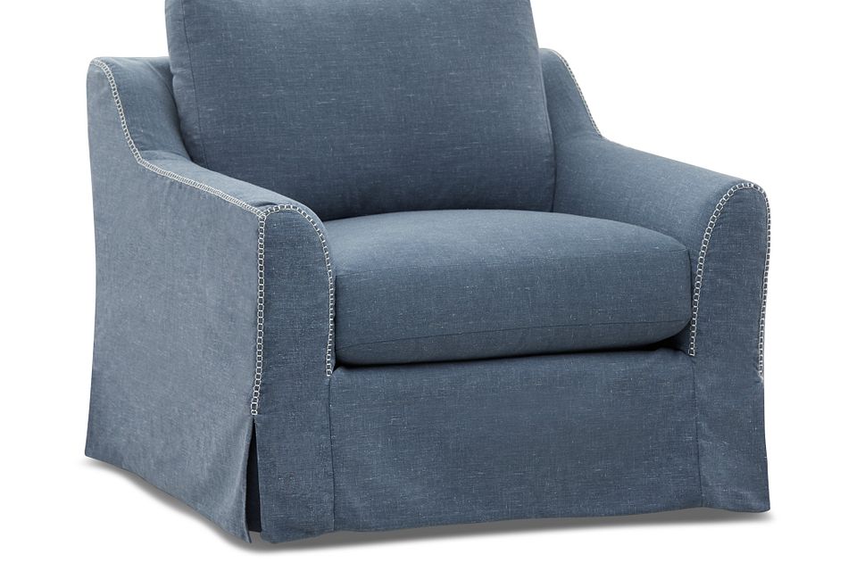 blue swivel chair living room