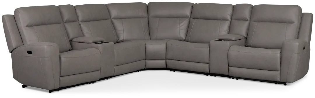 Colton Light Gray Micro Large Triple Power Reclining Two-arm Sectional