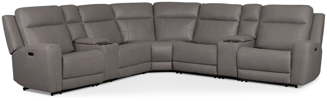 Colton Light Gray Micro Large Triple Power Reclining Two-arm Sectional Colton Light Gray Micro Large Triple Power Reclining Two-arm Sectional