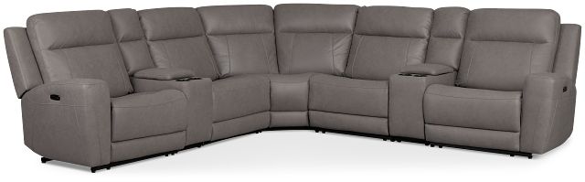 Colton Light Gray Micro Large Triple Power Reclining Two-arm Sectional