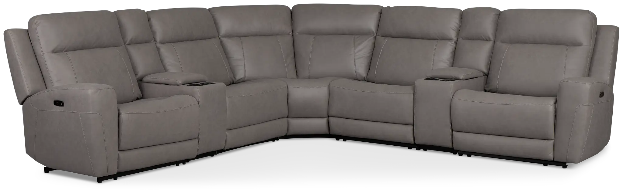 Colton Light Gray Micro Large Triple Power Reclining Two-arm Sectional Colton Light Gray Micro Large Triple Power Reclining Two-arm Sectional