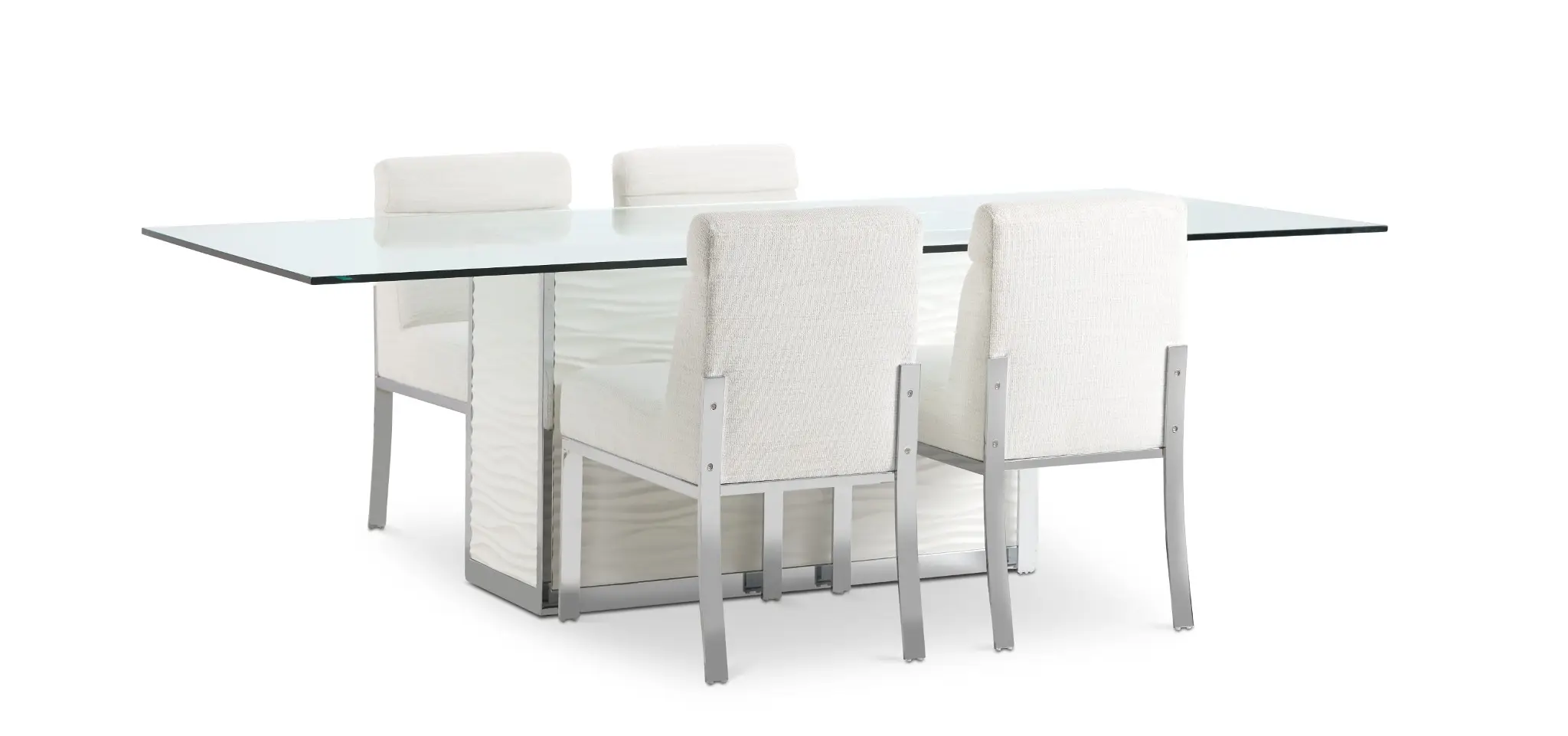 Ocean Drive 100" Glass Table & 4 Upholstered Chairs Ocean Drive 100" Glass Table & 4 Upholstered Chairs