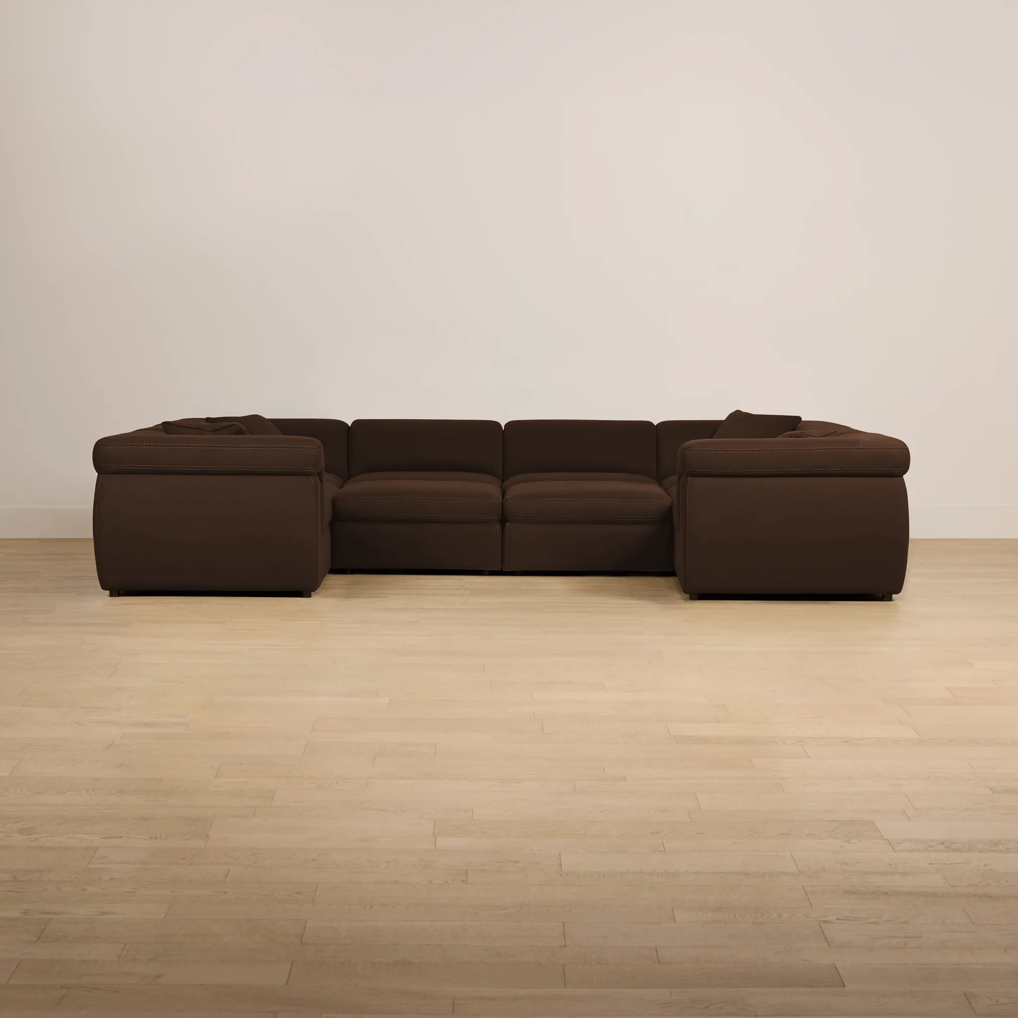 Aria Dark Brown Micro Immersive 10-piece Pit Sectional W/2 Speakers