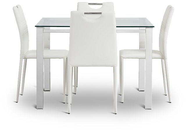 Skyline White Square Table & 4 Upholstered Chairs (5)