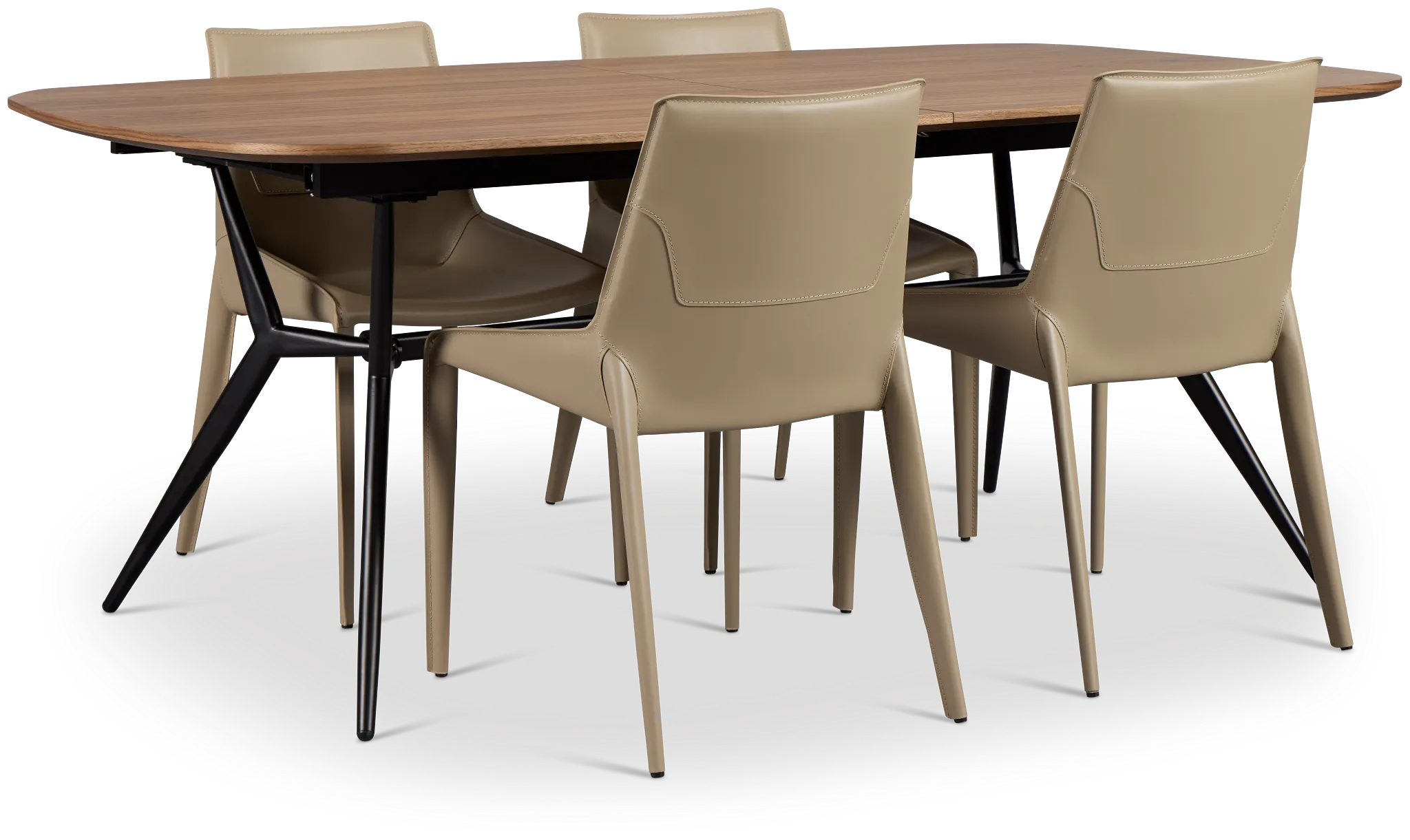 Margo Two-tone Rect Table & 4 Beige Upholstered Chairs