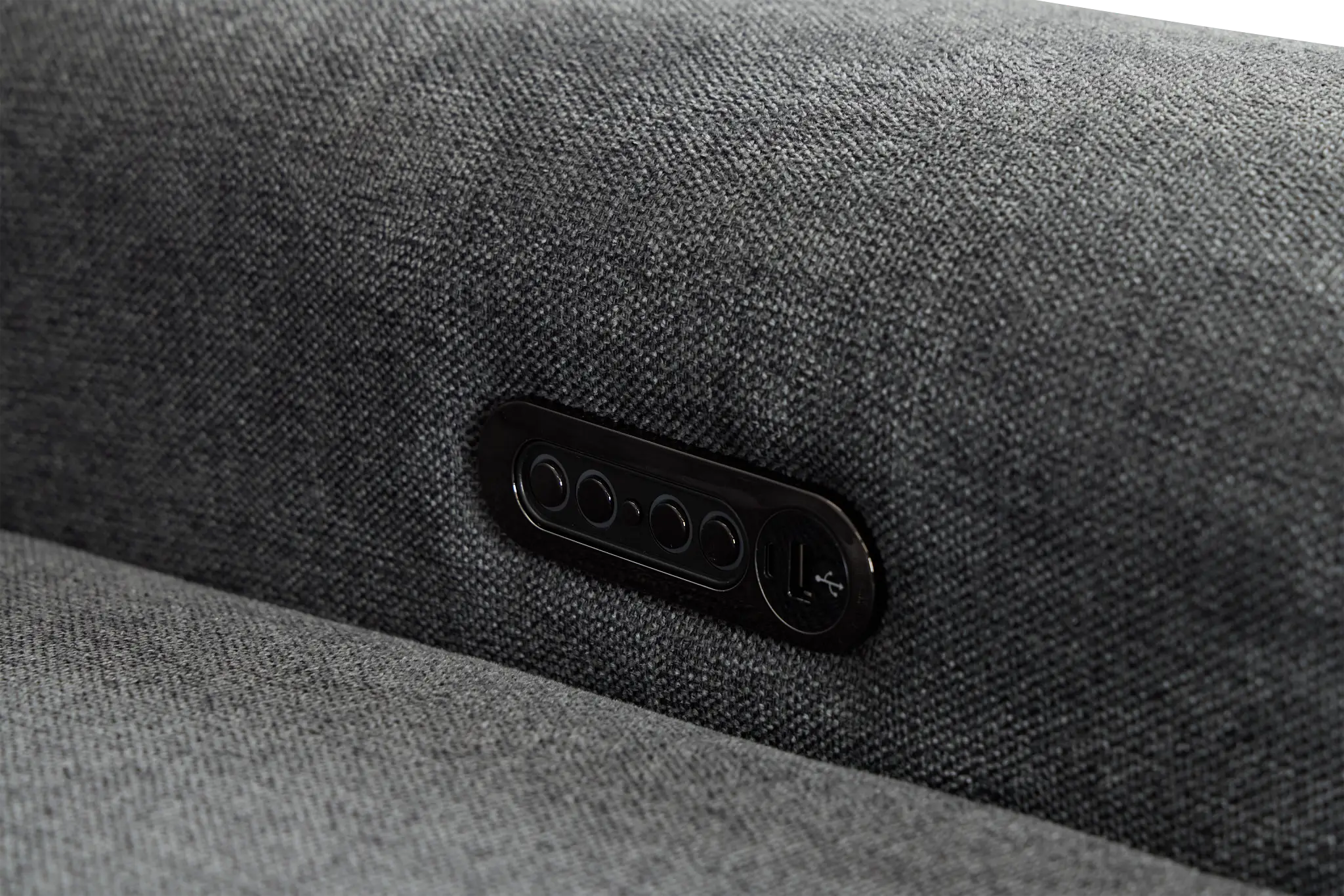 Callum Dark Gray Fabric Small Dual Power Reclining Two-arm Sectional Callum Dark Gray Fabric Small Dual Power Reclining Two-arm Sectional