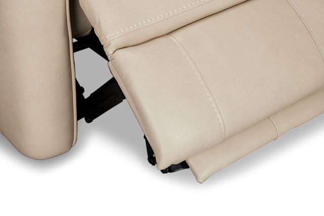 Benji Light Beige Lthr/vinyl Zero Gravity Power Recliner W/headrest